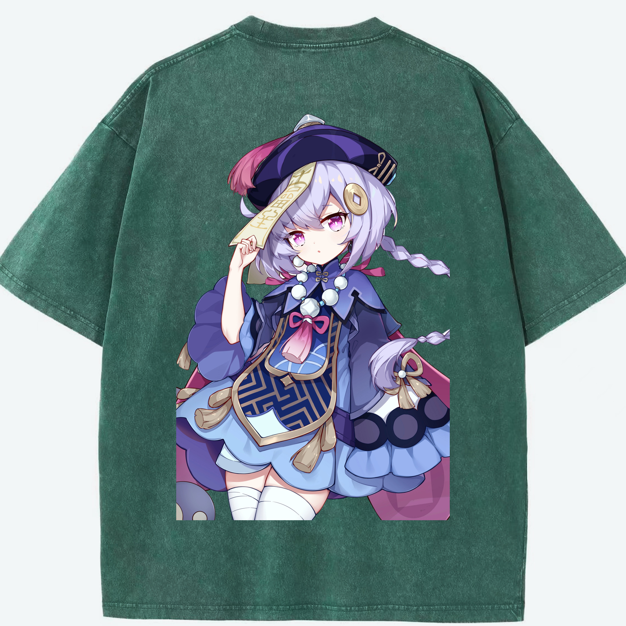 げんし神 七七 なな  genshin Nana 綿100% ヴィンテージ風 半袖Tシャツ（背面プリント）